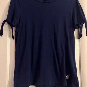 Michael Kors Blue Tie Front Short Sleeve T-Shirt